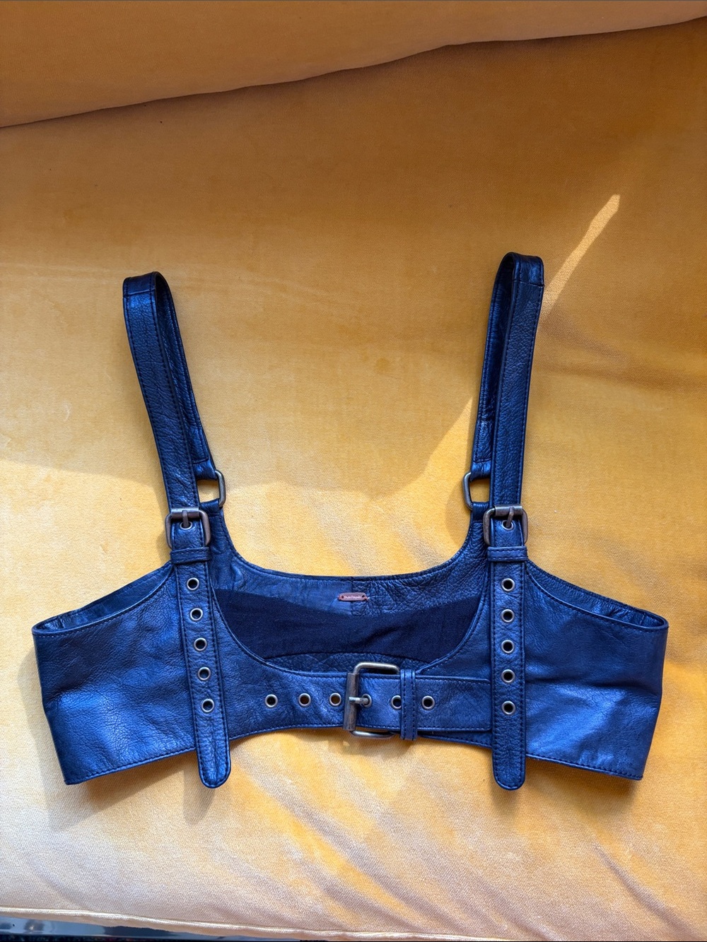 Free People Black Leather Buckle Harness